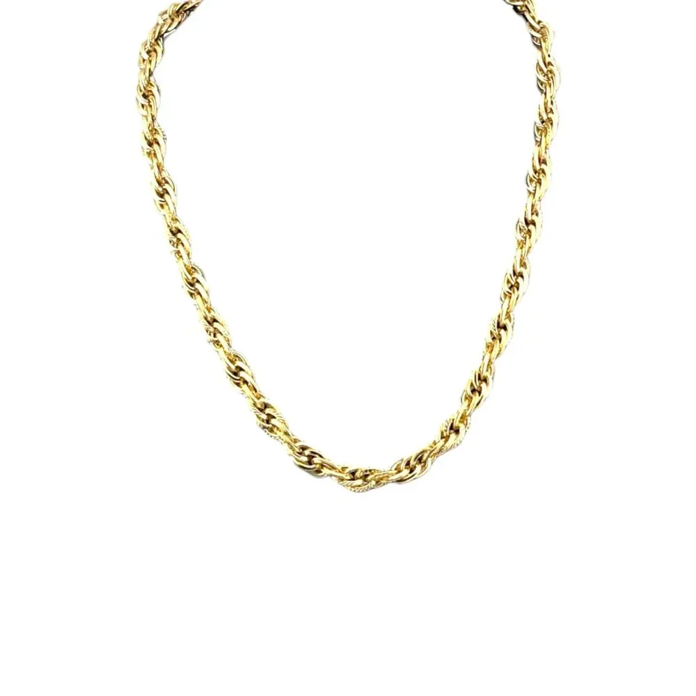 Vintage Textured Gold Plated Rope Chain Necklace 18